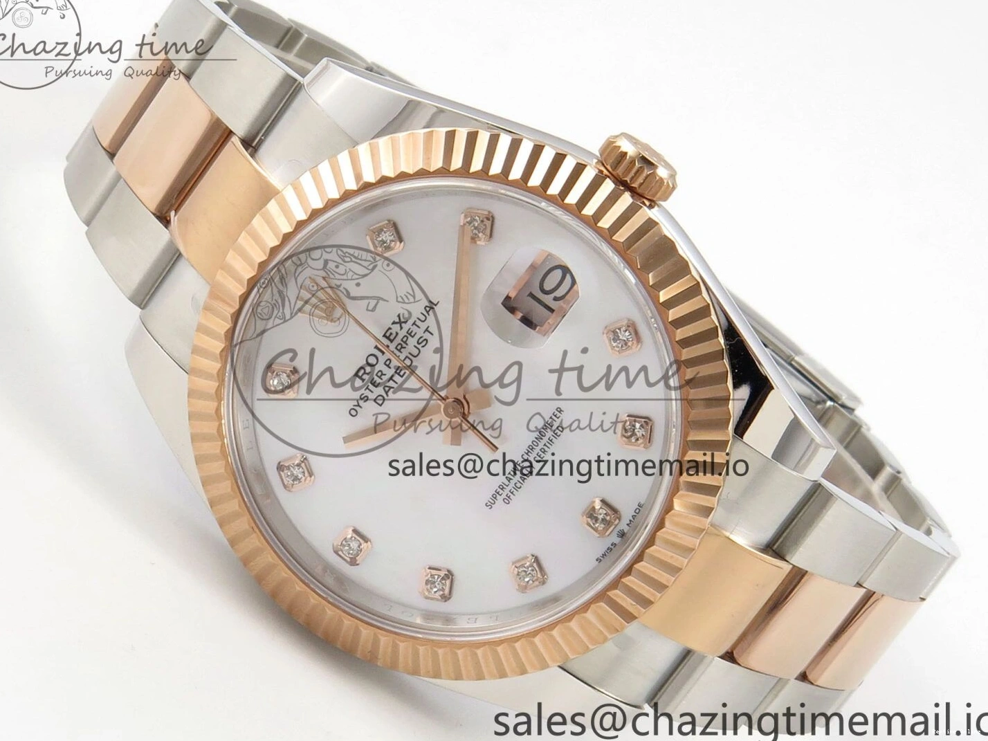 0208 DateJust 41 126331 SS RG ARF 1:1 Best Edition White MOP Diamonds Dial on Oyster Bracelet SH3235 (Weighted) UrbanChic 186